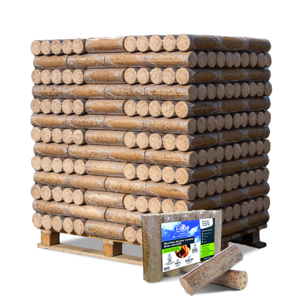 Palette de 520 ou 260 bûches de bois densifiées JOUR EO2