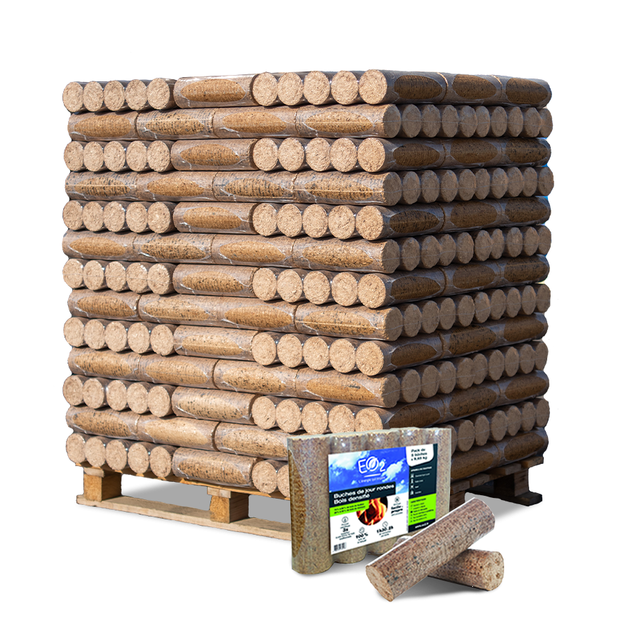Palette de 520 ou 260 bûches de bois densifiées JOUR EO2