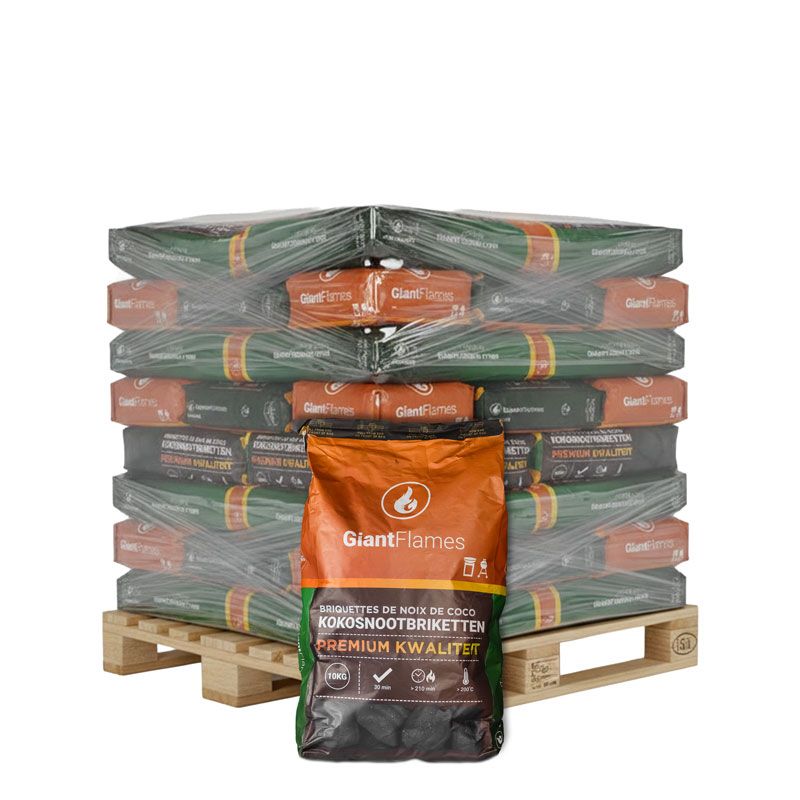 Briquettes de coco - Palette de 50 sacs x 10 kg (500 kg)